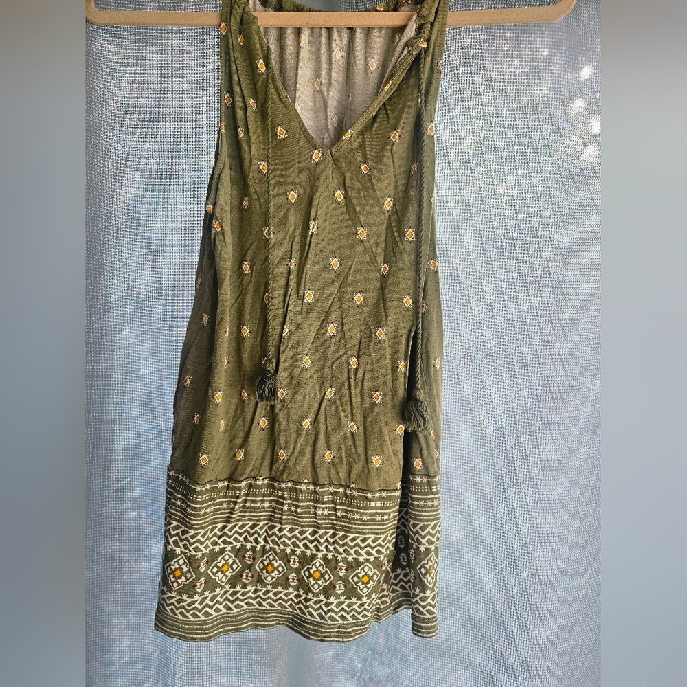 Bohemian Olive Green Sleeveless Shirt